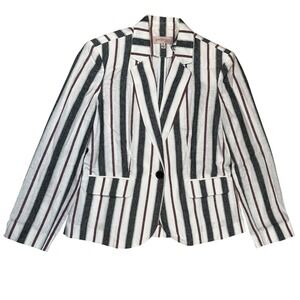 Philosophy Women's Striped Linen Blend Blazer Sz 6‎ Spring Business Casual Work